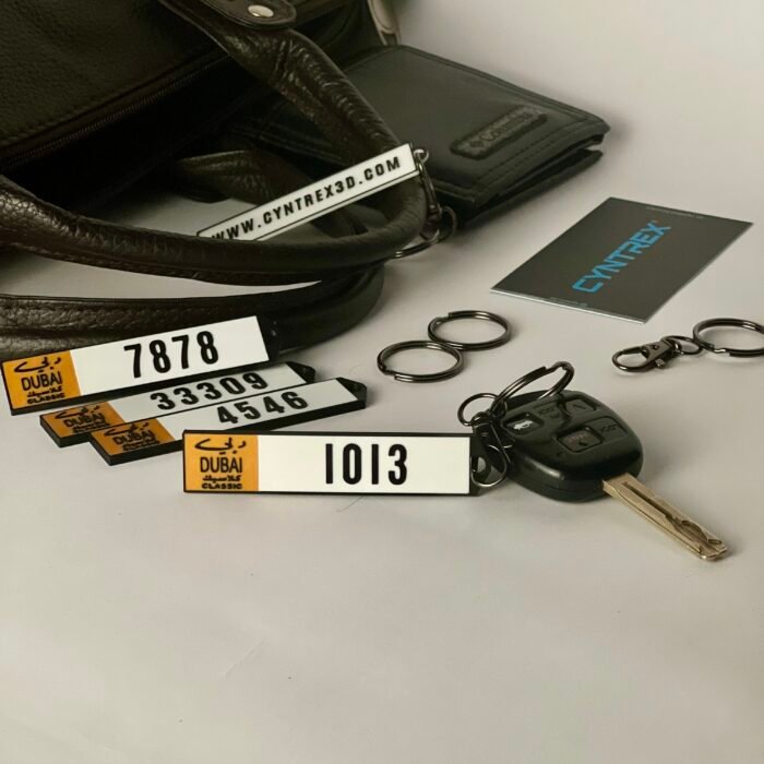 Dubai Classic Design Number Plate Keychain